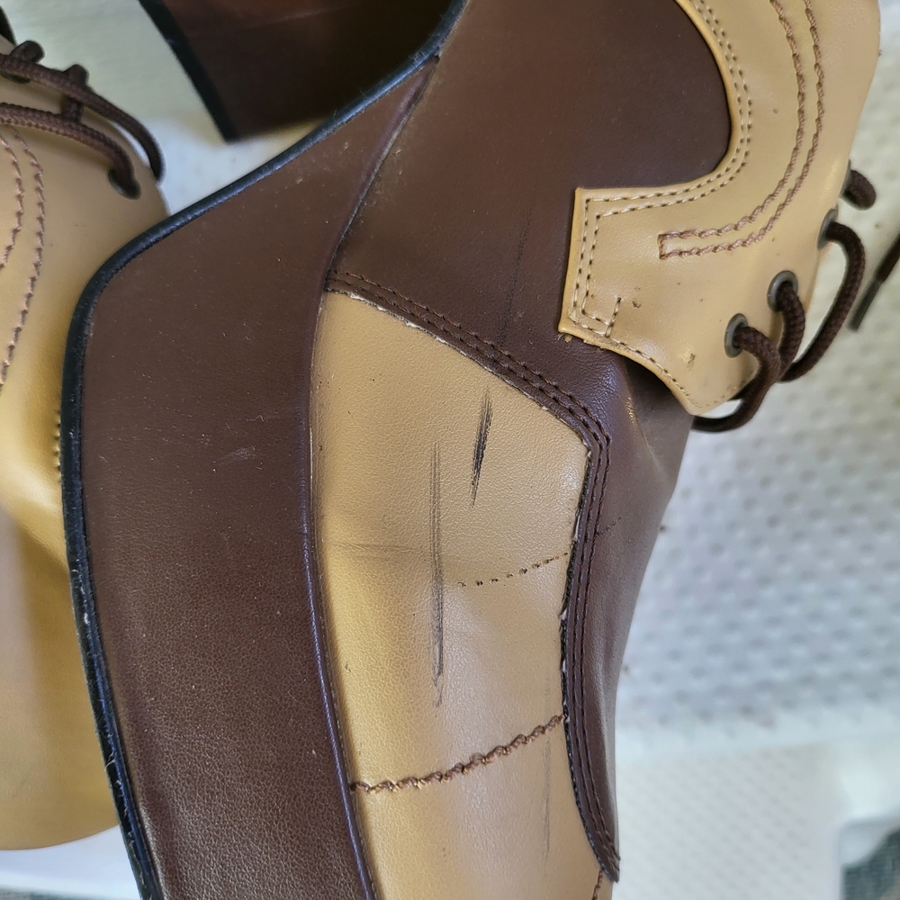 Funtasma Brown and Tan Oxford Derbys with Chunky Heel - Picture 9 of 13